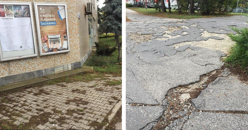 Na zlé stavy chodníkov v Seredi začal upozorňovať aj profil na Instagrame