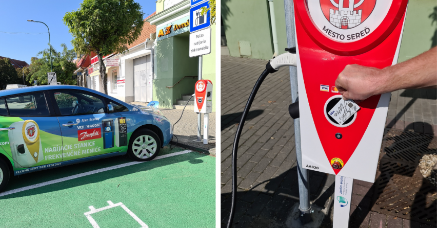 Prvá nabíjacia stanica pre elektromobily v Seredi je už v prevádzke. Nájdete ju na Námestí slobody