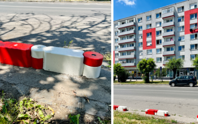 Parkovisko na ulici M. R. Štefánika v Seredi sa dočkalo nových zábran s moderným vzhľadom. Ich farba sa napriek kritike nezmenila
