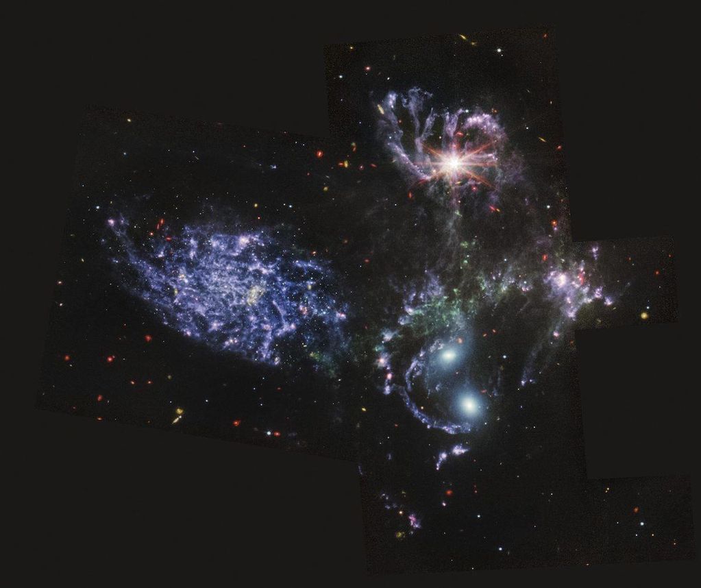 Skupina galaxií HCG 92 (má aj názov Stephanov kvintet). Zdroj: aktuality.sk