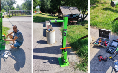OZ Mám rád cyklistiku opravilo pokazený servisný stojan na hrádzi pri Zámockom parku