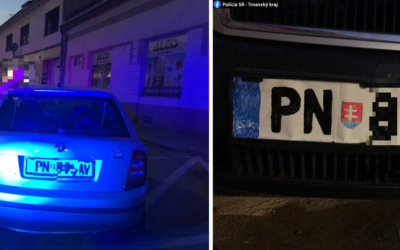 Seredskí policajti zažili zaujímavý prípad. Chytili vodiča bez oprávnenia s nakreslenými poznávacími značkami