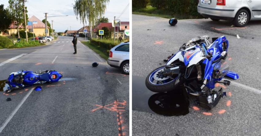 V Šoporni sa stala hrozivá dopravná nehoda. Motorkár sa pri zrážke s osobným autom vážne zranil