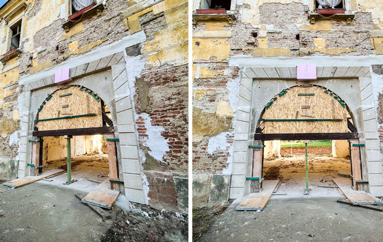 Rekonštrukcia kamenného portálu Seredského kaštieľa je už v plnom prúde. Umožnila ju aj verejná zbierka OZ Vodný hrad
