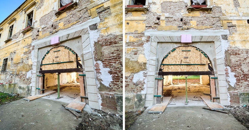 Rekonštrukcia kamenného portálu Seredského kaštieľa je už v plnom prúde. Umožnila ju aj verejná zbierka OZ Vodný hrad