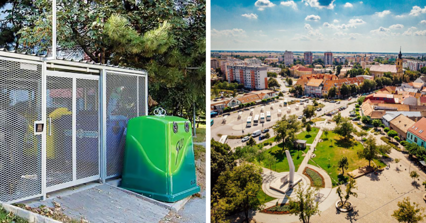 Na Námestí slobody v Seredi pribudli uzamykateľné stojiská na odpady. Skrášlia ich šikovné ruky žiakov