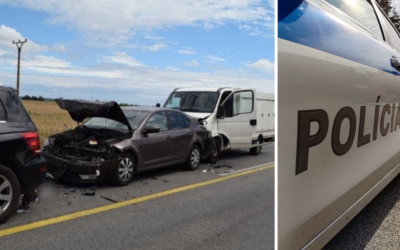 Vodič dovávky pri Šoporni zrejme nevenoval pozornosť šoférovaniu. Polícia musela riešiť hromadnú nehodu piatich vozidiel
