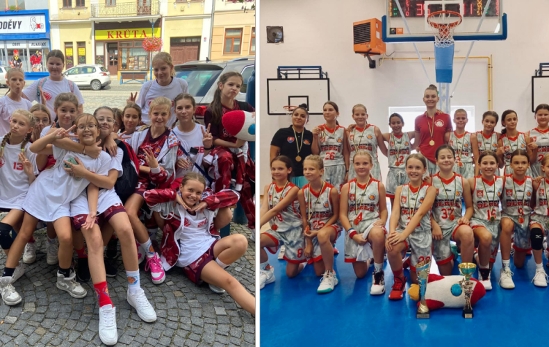 Mladšie minižiačky BK Lokomotíva Sereď na turnaji v Kyjove vybojovali zlaté medaile