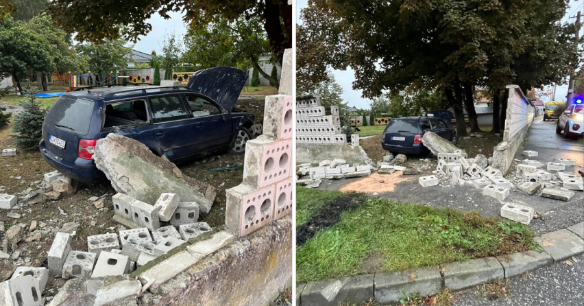 Mladý 19-ročný vodič skončil s autom za múrom materskej školy. Škodu predbežne vyčíslili na 4000 eur