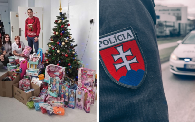 Policajti z Galanty priniesli darčeky do Trnavskej nemocnice deťom, ktoré počas Vianoc nemohli byť doma