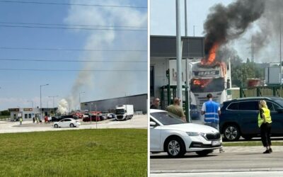 V areáli logistického centra Billa horel kamión. Požiar si vyžiadal zásah viacerých hasičských aút