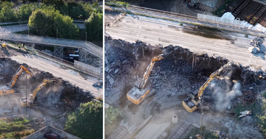 Železničný most v Seredi je už minulosťou. Pozrite si zábery zachytávajúceho jeho demoláciu